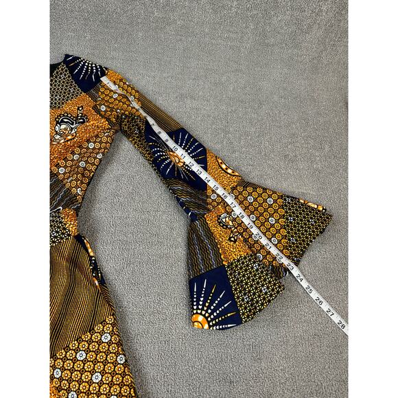 NWT Lola's African Apparel Women's Jacket Dress Blue Gold Size Large - Picture 10 of 10